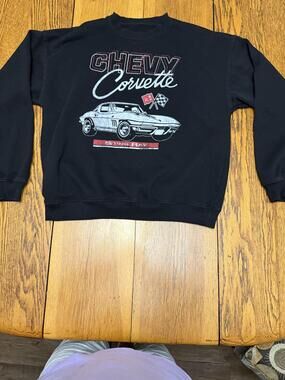 Chevy Corvette Sting Ray Sweatshirt Mens Medium Crewneck Racing Car Graphic Pull